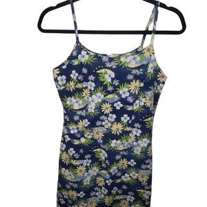 Aqua Blues Blue Floral Spaghetti Strap Dress Spring  Size 7 style zc1341…